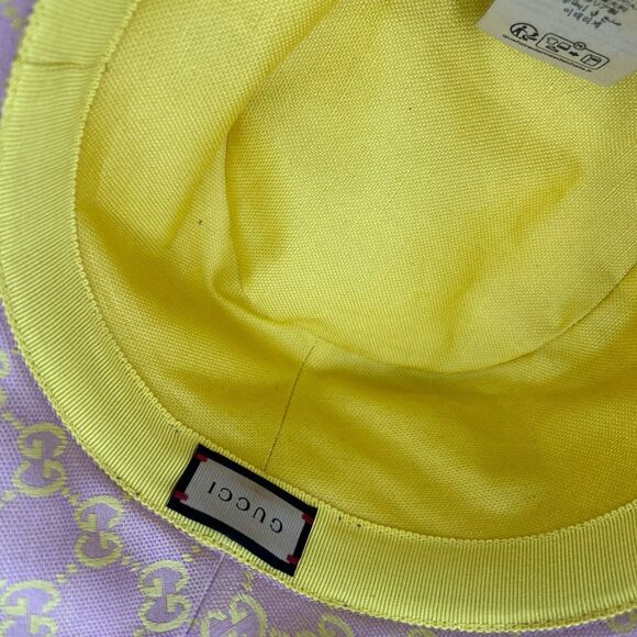 Women's Gucci GG logo leather/canvas bucket hat, size medium, made in Italy - Picture 6 of 8